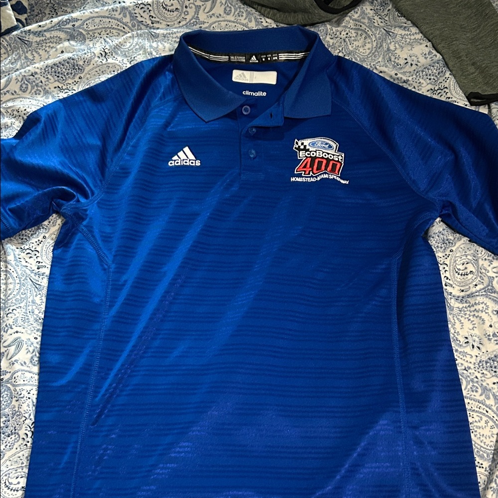 Adidas Homstead Miami Speedway 2016 EcoBoost 400 Blue Polo Shirt